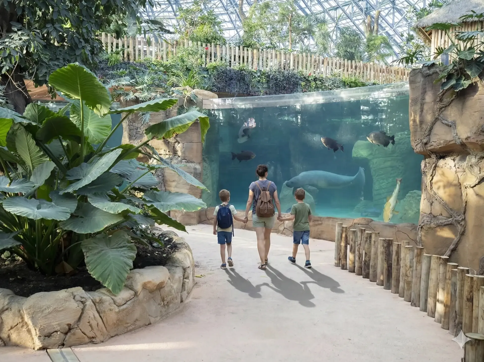 Une famille en balade dans le dome de beauval