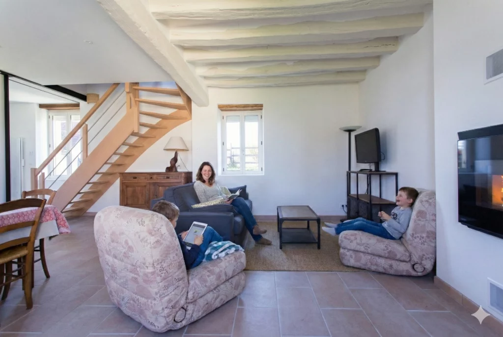 Famille moment de detente gite de la coulonniere